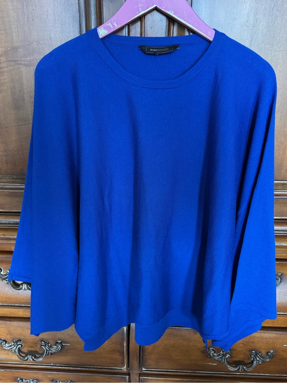 BCBG Maxazria Cape Like Sweater in Cobalt Blue